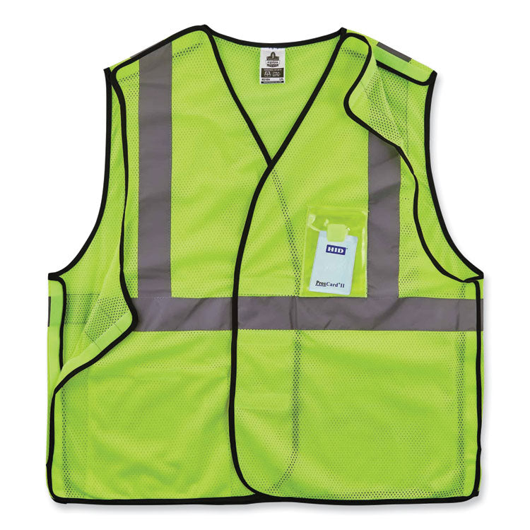 GloWear 8216BA Class 2 Breakaway Mesh ID Holder Vest, Polyester, 4X-Large/5X-Large, Lime