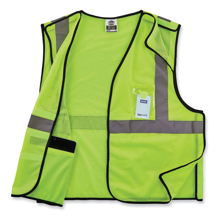GloWear 8216BA Class 2 Breakaway Mesh ID Holder Vest, Polyester, 4X-Large/5X-Large, Lime