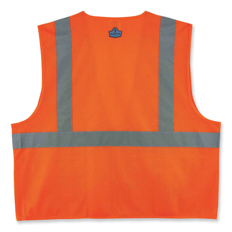 GloWear 8220Z Class 2 Standard Mesh Zipper Vest, Polyester, Small/Medium, Orange