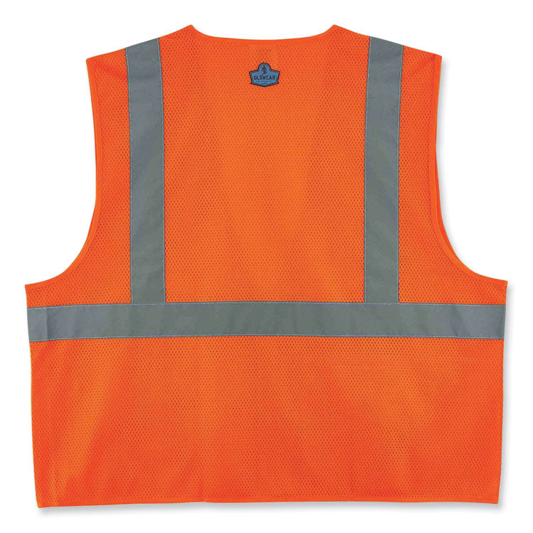 GloWear 8220Z Class 2 Standard Mesh Zipper Vest, Polyester, 4X-Large/5X-Large, Orange