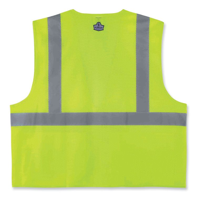 GloWear 8220Z Class 2 Standard Mesh Zipper Vest, Polyester, Small/Medium, Lime