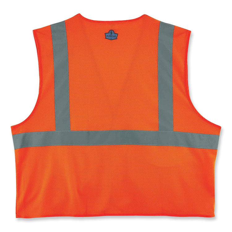 GloWear 8220HL Class 2 Standard Mesh Hook and Loop Vest, Polyester, Small/Medium, Orange