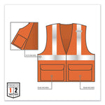 GloWear 8220HL Class 2 Standard Mesh Hook and Loop Vest, Polyester, Small/Medium, Orange