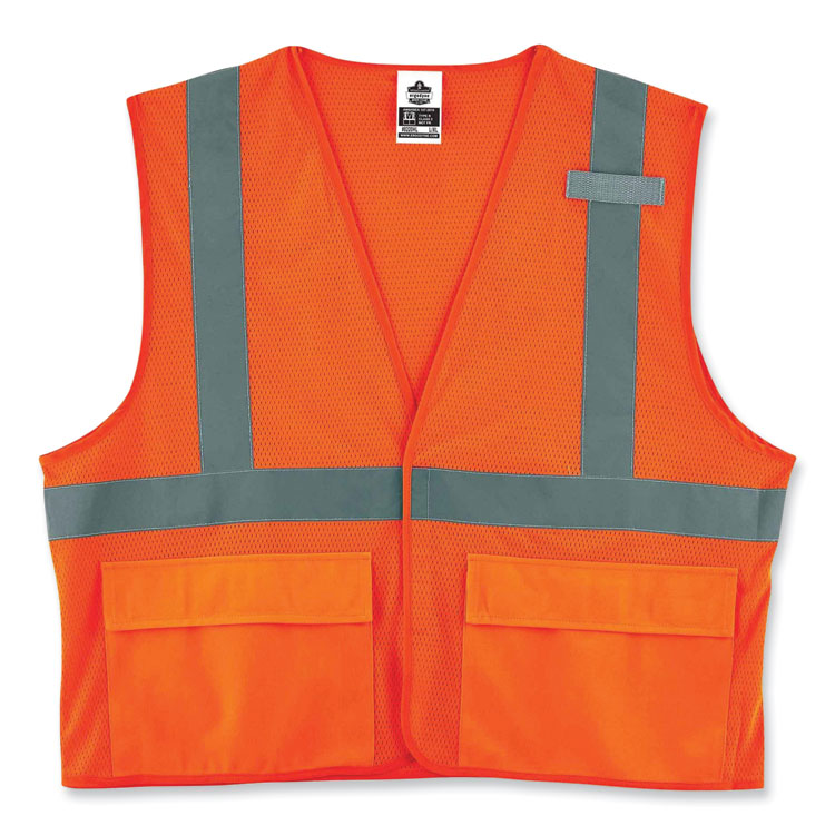 GloWear 8220HL Class 2 Standard Mesh Hook and Loop Vest, Polyester, 2X-Large/3X-Large, Orange