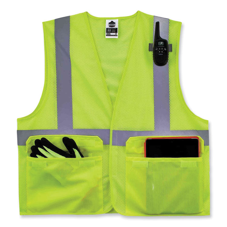 GloWear 8220HL Class 2 Standard Mesh Hook and Loop Vest, Polyester, Large/X-Large, Lime