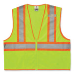 GloWear 8229Z Class 2 Economy Two-Tone Zipper Vest, Polyester, X-Small, Lime