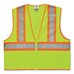 GloWear 8229Z Class 2 Economy Two-Tone Zipper Vest, Polyester, 2X-Large/3X-Large, Lime