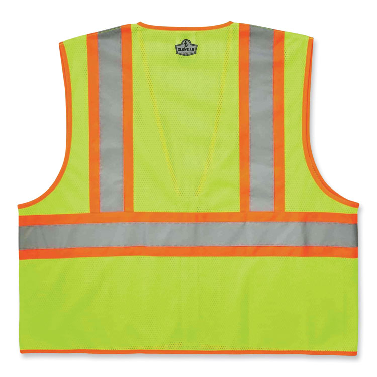 GloWear 8229Z Class 2 Economy Two-Tone Zipper Vest, Polyester, 2X-Large/3X-Large, Lime