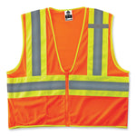 GloWear 8229Z Class 2 Economy Two-Tone Zipper Vest, Polyester, Large/X-Large, Orange