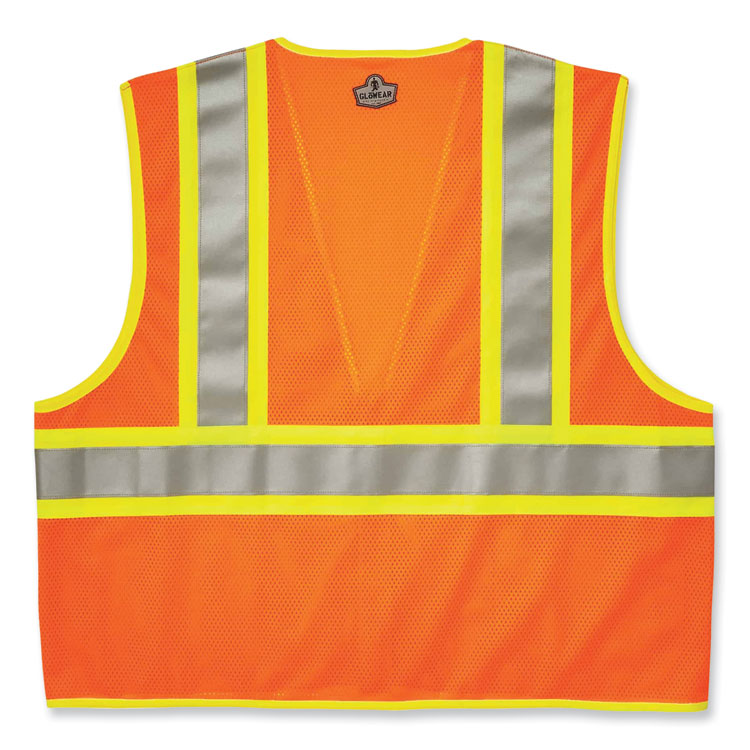 GloWear 8230Z Class 2 Two-Tone Mesh Zipper Vest, Polyester, Small/Medium, Orange