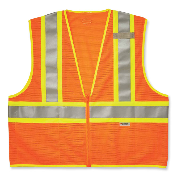 GloWear 8230Z Class 2 Two-Tone Mesh Zipper Vest, Polyester, Large/X-Large, Orange