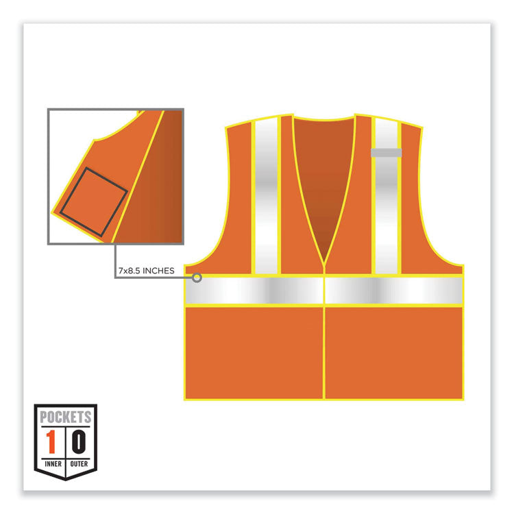GloWear 8230Z Class 2 Two-Tone Mesh Zipper Vest, Polyester, 4X-Large/5X-Large, Orange