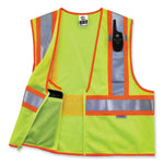 GloWear 8230Z Class 2 Two-Tone Mesh Zipper Vest, Polyester, Large/X-Large, Lime