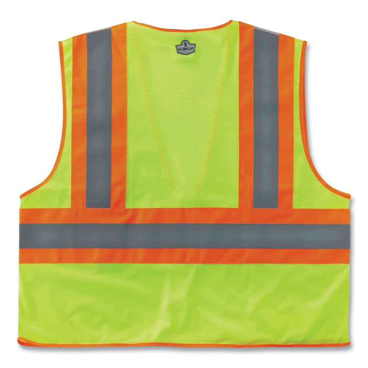 GloWear 8230Z Class 2 Two-Tone Mesh Zipper Vest, Polyester, 4X-Large/5X-Large, Lime