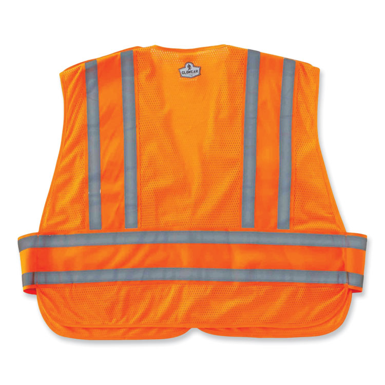 GloWear 8244PSV Class 2 Expandable Public Safety Hook and Loop Vest, Polyester, X-Large/2X-Large, Orange