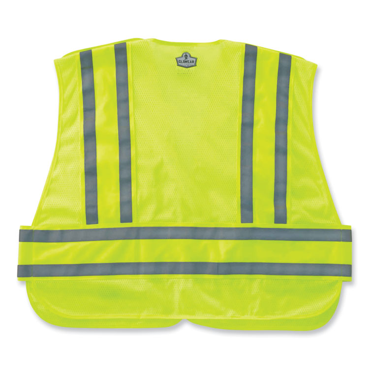 GloWear 8244PSV Class 2 Expandable Public Safety Hook and Loop Vest, Polyester, X-Large/2X-Large, Lime