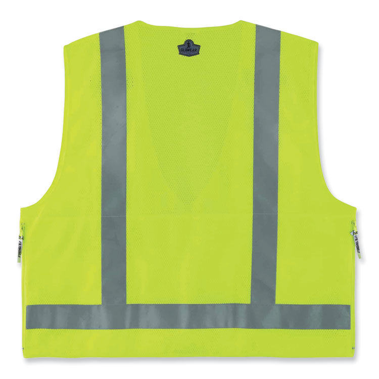GloWear 8250Z Class 2 Surveyors Zipper Vest, Polyester, Small/Medium, Lime