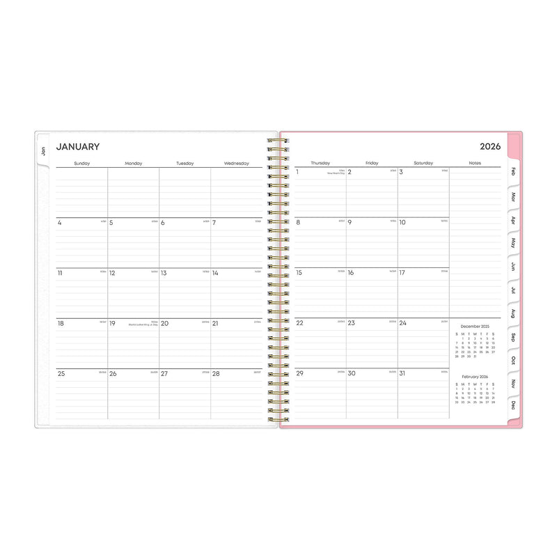 Planning Calendar BS Mimi Pink Frosted PP 8.5x11 RY26 Wkly/Mthly Safety Wirebound -