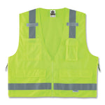 GloWear 8250Z Class 2 Surveyors Zipper Vest, Polyester, 4X-Large/5X-Large, Lime