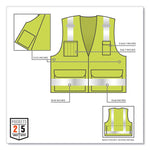 GloWear 8250Z Class 2 Surveyors Zipper Vest, Polyester, 4X-Large/5X-Large, Lime