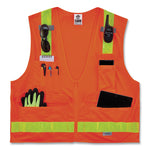 GloWear 8250ZHG Class 2 Hi-Gloss Surveyors Zipper Vest, Polyester, Large/X-Large, Orange