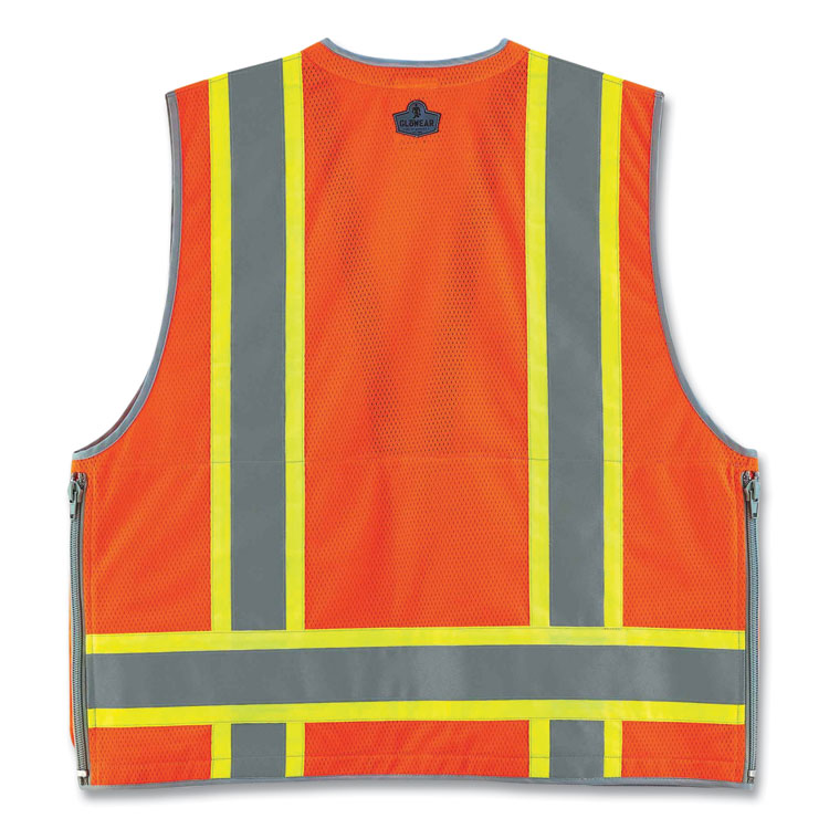 GloWear 8254HDZ Class 2 Heavy-Duty Surveyors Zipper Vest, Polyester, Small/Medium, Orange