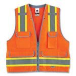 GloWear 8254HDZ Class 2 Heavy-Duty Surveyors Zipper Vest, Polyester, 4X-Large/5X-Large, Orange