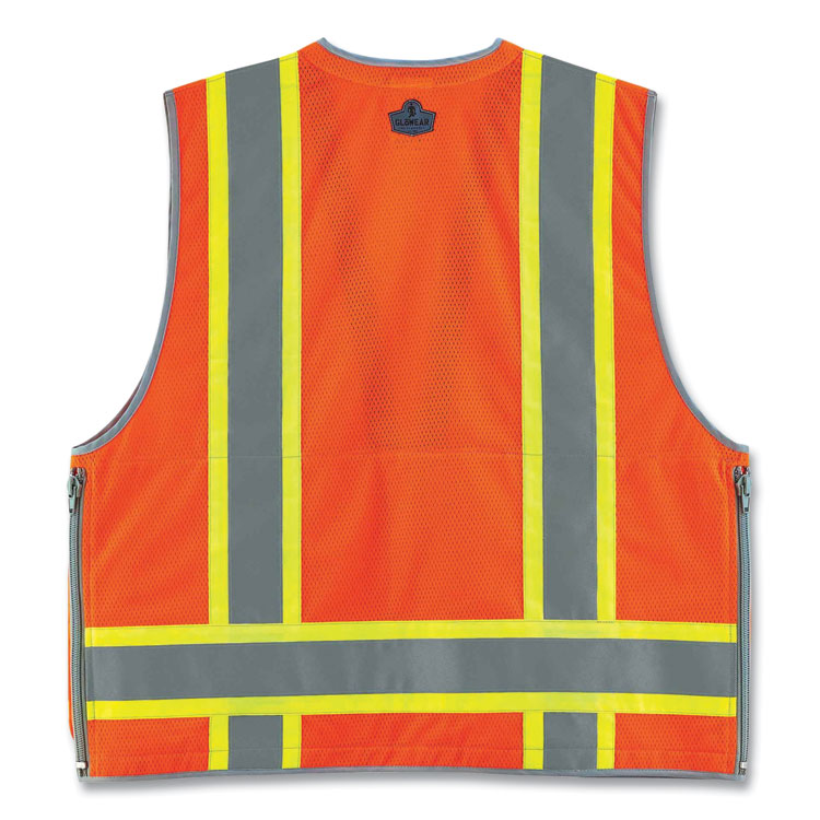 GloWear 8254HDZ Class 2 Heavy-Duty Surveyors Zipper Vest, Polyester, 4X-Large/5X-Large, Orange