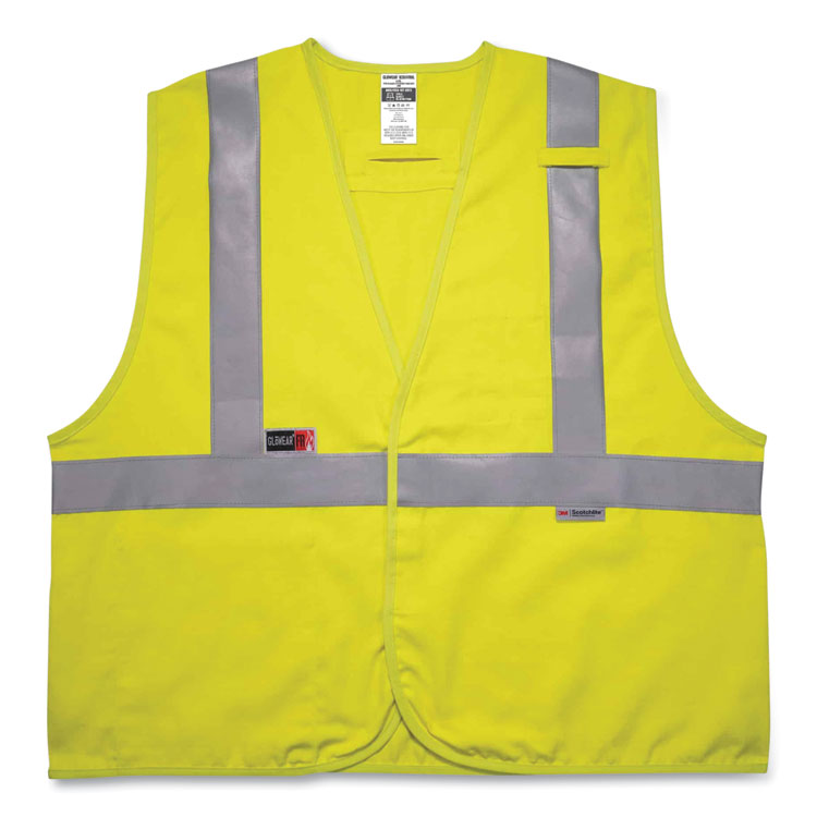 GloWear 8261FRHL Class 2 Dual Compliant FR Hook and Loop Safety Vest, Large/X-Large, Lime