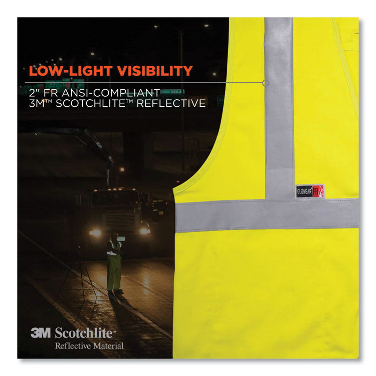 GloWear 8261FRHL Class 2 Dual Compliant FR Hook and Loop Safety Vest, 2X-Large/3X-Large, Lime