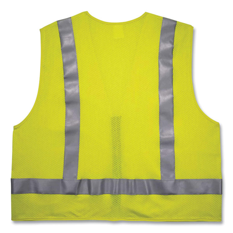 GloWear 8262FRZ Class 2 FR Surveyor Zipper Vest, Tencel/Modacrylic/Para-aramid/Kevlar, Small/Medium, Lime