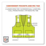 GloWear 8262FRZ Class 2 FR Surveyor Zipper Vest, Tencel/Modacrylic/Para-aramid/Kevlar, Large/X-Large, Lime