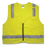 GloWear 8262FRZ Class 2 FR Surveyor Zip Vest, Tencel/Modacrylic/Para-aramid/Kevlar, 2X-Large/3X-Large, Lime