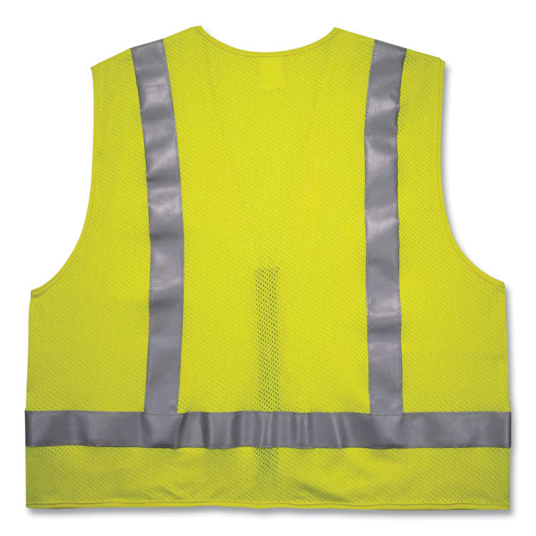 GloWear 8262FRZ Class 2 FR Surveyor Zip Vest, Tencel/Modacrylic/Para-aramid/Kevlar, 2X-Large/3X-Large, Lime