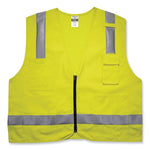 GloWear 8262FRZ Class 2 FR Surveyor Zip Vest, Tencel/Modacrylic/Para-aramid/Kevlar, 4X-Large/5X-Large, Lime