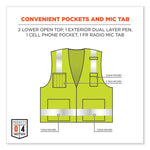 GloWear 8262FRZ Class 2 FR Surveyor Zip Vest, Tencel/Modacrylic/Para-aramid/Kevlar, 4X-Large/5X-Large, Lime