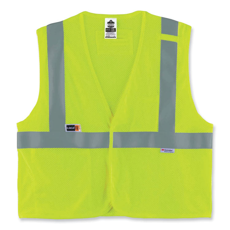 GloWear 8260FRHL Class 2 FR Safety Hook and Loop Vest, Modacrylic/Kevlar, Small/Medium, Lime