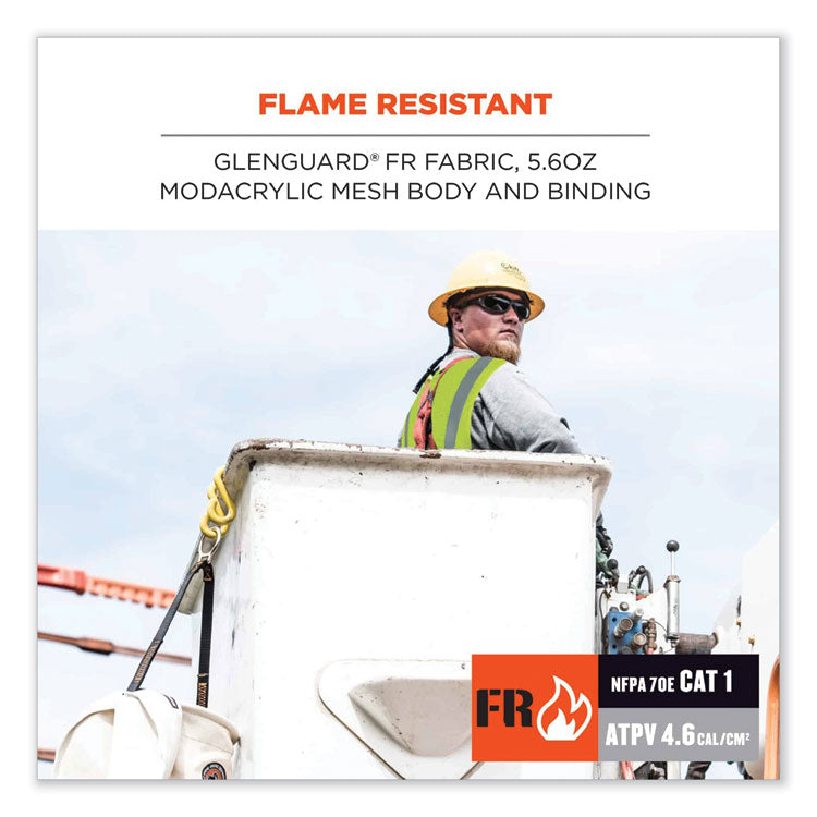GloWear 8260FRHL Class 2 FR Safety Hook and Loop Vest, Modacrylic/Kevlar, Small/Medium, Lime