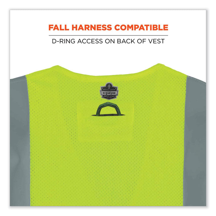 GloWear 8260FRHL Class 2 FR Safety Hook and Loop Vest, Modacrylic/Kevlar, Small/Medium, Lime