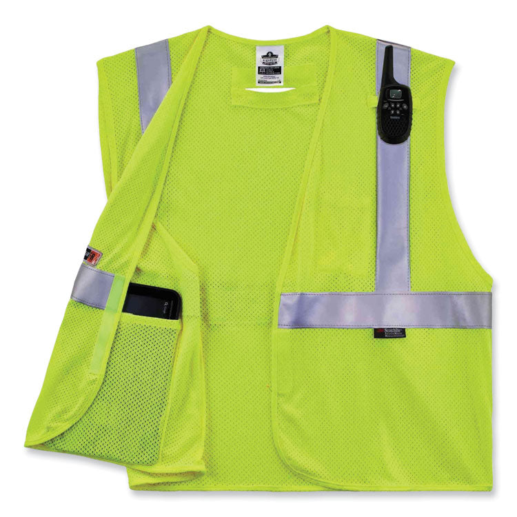 GloWear 8260FRHL Class 2 FR Safety Hook and Loop Vest, Modacrylic/Kevlar, Large/X-Large, Lime