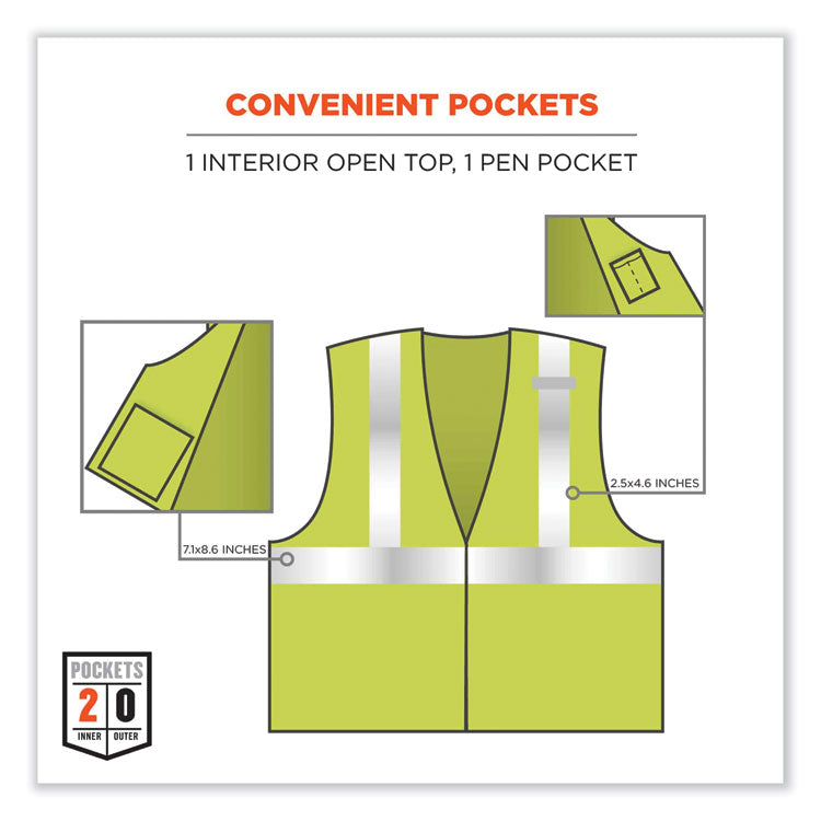 GloWear 8260FRHL Class 2 FR Safety Hook and Loop Vest, Modacrylic/Kevlar, 2X-Large/3X-Large, Lime