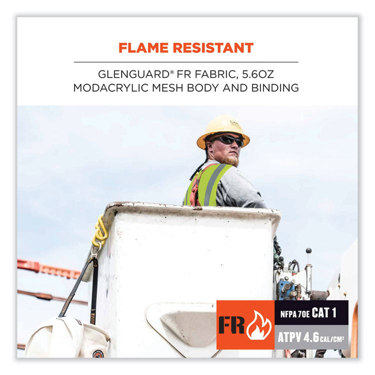 GloWear 8260FRHL Class 2 FR Safety Hook and Loop Vest, Modacrylic/Kevlar, 4X-Large/5X-Large, Lime