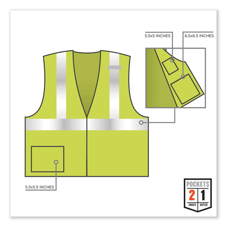 GloWear 8217BA Class 2 Breakaway Mesh Vest, Polyester, Small/Medium, Lime