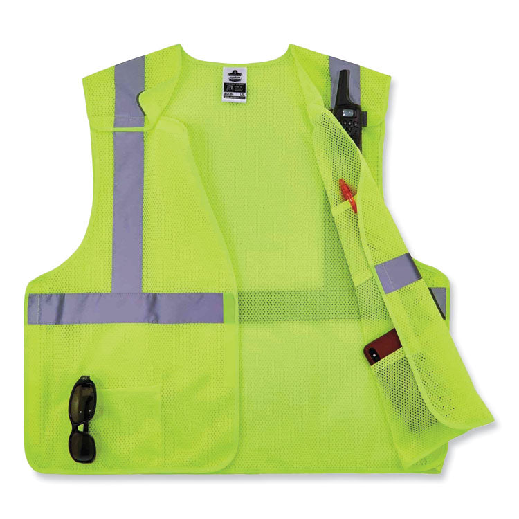 GloWear 8217BA Class 2 Breakaway Mesh Vest, Polyester, Small/Medium, Lime