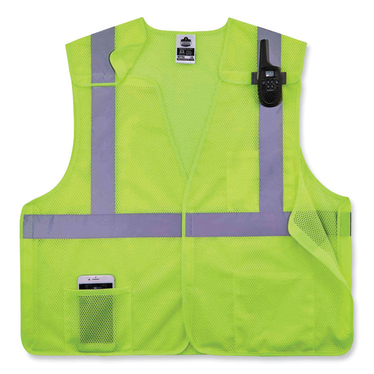 GloWear 8217BA Class 2 Breakaway Mesh Vest, Polyester, 4X-Large/5X-Large, Lime