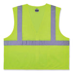 GloWear 8256Z Class 2 Self-Extinguishing Zipper Vest, Polyester, Small/Medium, Lime