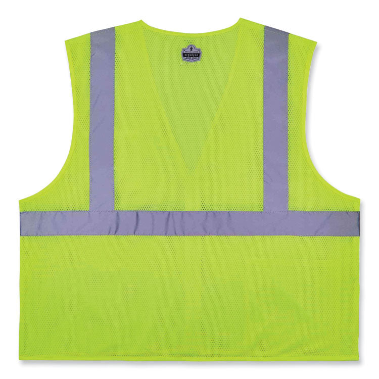 GloWear 8256Z Class 2 Self-Extinguishing Zipper Vest, Polyester, Large/X-Large, Lime