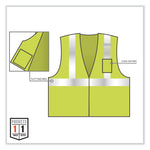GloWear 8256Z Class 2 Self-Extinguishing Zipper Vest, Polyester, Large/X-Large, Lime