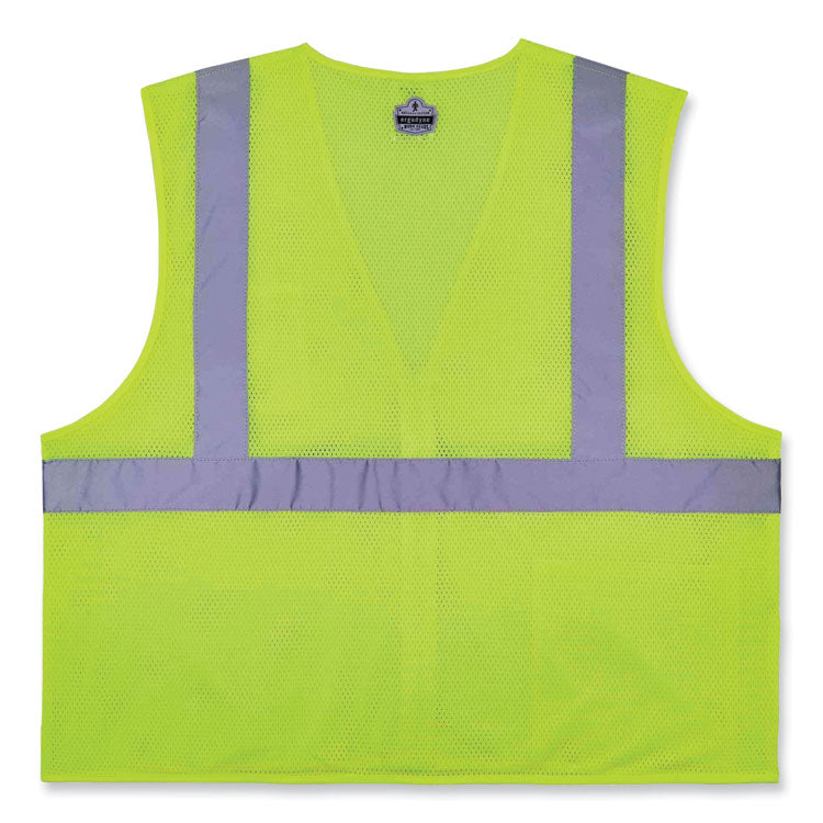 GloWear 8256Z Class 2 Self-Extinguishing Zipper Vest, Polyester, 2X-Large/3X-Large, Lime