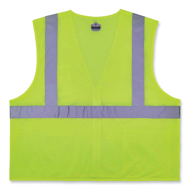 GloWear 8256Z Class 2 Self-Extinguishing Zipper Vest, Polyester, 4X-Large/5X-Large, Lime
